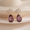 image:imageElegant Austrian Crystal Teardrop Dangle Earrings for Women14K Gold Plated Flower Drop Earrings Jewelry Gift for Birthday Wedding AnniversaryAntique Pink