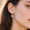 image:imageElegant Austrian Crystal Teardrop Dangle Earrings for Women14K Gold Plated Flower Drop Earrings Jewelry Gift for Birthday Wedding AnniversaryAntique Pink