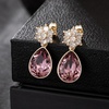 image:imageElegant Austrian Crystal Teardrop Dangle Earrings for Women14K Gold Plated Flower Drop Earrings Jewelry Gift for Birthday Wedding AnniversaryAntique Pink