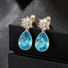 image:imageElegant Austrian Crystal Teardrop Dangle Earrings for Women14K Gold Plated Flower Drop Earrings Jewelry Gift for Birthday Wedding AnniversaryAquamarine