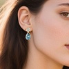 image:imageElegant Austrian Crystal Teardrop Dangle Earrings for Women14K Gold Plated Flower Drop Earrings Jewelry Gift for Birthday Wedding AnniversaryAquamarine