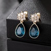image:imageElegant Austrian Crystal Teardrop Dangle Earrings for Women14K Gold Plated Flower Drop Earrings Jewelry Gift for Birthday Wedding AnniversaryDenim Blue
