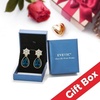 image:imageElegant Austrian Crystal Teardrop Dangle Earrings for Women14K Gold Plated Flower Drop Earrings Jewelry Gift for Birthday Wedding AnniversaryDenim Blue
