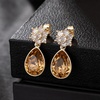 image:imageElegant Austrian Crystal Teardrop Dangle Earrings for Women14K Gold Plated Flower Drop Earrings Jewelry Gift for Birthday Wedding AnniversaryLight Topaz