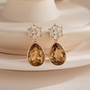 image:imageElegant Austrian Crystal Teardrop Dangle Earrings for Women14K Gold Plated Flower Drop Earrings Jewelry Gift for Birthday Wedding AnniversaryLight Topaz