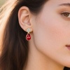 image:imageElegant Austrian Crystal Teardrop Dangle Earrings for Women14K Gold Plated Flower Drop Earrings Jewelry Gift for Birthday Wedding AnniversaryRed