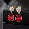 image:imageElegant Austrian Crystal Teardrop Dangle Earrings for Women14K Gold Plated Flower Drop Earrings Jewelry Gift for Birthday Wedding AnniversaryRed