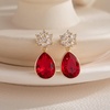 image:imageElegant Austrian Crystal Teardrop Dangle Earrings for Women14K Gold Plated Flower Drop Earrings Jewelry Gift for Birthday Wedding AnniversaryRed