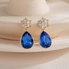 image:imageElegant Austrian Crystal Teardrop Dangle Earrings for Women14K Gold Plated Flower Drop Earrings Jewelry Gift for Birthday Wedding AnniversarySapphire