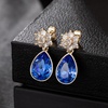image:imageElegant Austrian Crystal Teardrop Dangle Earrings for Women14K Gold Plated Flower Drop Earrings Jewelry Gift for Birthday Wedding AnniversarySapphire