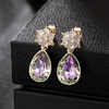 image:imageElegant Austrian Crystal Teardrop Dangle Earrings for Women14K Gold Plated Flower Drop Earrings Jewelry Gift for Birthday Wedding AnniversaryVitrail Light