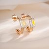 image:imageElegant Rectangular Crystal Chunky Hoops Earrings for Women 14K Gold Plated Hypoallergenic JewelryAurora Borealis
