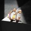image:imageElegant Rectangular Crystal Chunky Hoops Earrings for Women 14K Gold Plated Hypoallergenic JewelryAurora Borealis