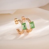 image:imageElegant Rectangular Crystal Chunky Hoops Earrings for Women 14K Gold Plated Hypoallergenic JewelryFern Green