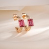 image:imageElegant Rectangular Crystal Chunky Hoops Earrings for Women 14K Gold Plated Hypoallergenic JewelryRose Pink