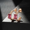 image:imageElegant Rectangular Crystal Chunky Hoops Earrings for Women 14K Gold Plated Hypoallergenic JewelryRose Pink