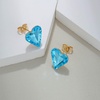 image:imageFashion Austrian Crystal Heart Stud Earrings for Women 14K Gold Plated Hypoallergenic Formal Jewelry GiftAquamarine