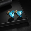 image:imageFashion Austrian Crystal Heart Stud Earrings for Women 14K Gold Plated Hypoallergenic Formal Jewelry GiftAquamarine