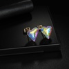 image:imageFashion Austrian Crystal Heart Stud Earrings for Women 14K Gold Plated Hypoallergenic Formal Jewelry GiftAurora Borealis