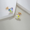 image:imageFashion Austrian Crystal Heart Stud Earrings for Women 14K Gold Plated Hypoallergenic Formal Jewelry GiftAurora Borealis