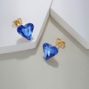 image:imageFashion Austrian Crystal Heart Stud Earrings for Women 14K Gold Plated Hypoallergenic Formal Jewelry GiftBermuda Blue
