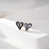 image:imageFashion Austrian Crystal Heart Stud Earrings for Women 14K Gold Plated Hypoallergenic Formal Jewelry GiftBlack