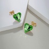 image:imageFashion Austrian Crystal Heart Stud Earrings for Women 14K Gold Plated Hypoallergenic Formal Jewelry GiftFern Green