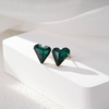 image:imageFashion Austrian Crystal Heart Stud Earrings for Women 14K Gold Plated Hypoallergenic Formal Jewelry GiftGreen