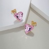 image:imageFashion Austrian Crystal Heart Stud Earrings for Women 14K Gold Plated Hypoallergenic Formal Jewelry GiftPink