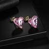 image:imageFashion Austrian Crystal Heart Stud Earrings for Women 14K Gold Plated Hypoallergenic Formal Jewelry GiftPink