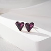 image:imageFashion Austrian Crystal Heart Stud Earrings for Women 14K Gold Plated Hypoallergenic Formal Jewelry GiftPurple