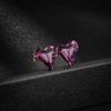 image:imageFashion Austrian Crystal Heart Stud Earrings for Women 14K Gold Plated Hypoallergenic Formal Jewelry GiftPurple
