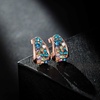 image:imageFashion Multicolor Austrian Crystals 14K Gold Plated Chunky Stud Earrings for Women S925 Sterling Silver Post Hypoallergenic Jewelry GiftsBlue Green CrystalsRose Goldtone