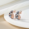 image:imageFashion Multicolor Austrian Crystals 14K Gold Plated Chunky Stud Earrings for Women S925 Sterling Silver Post Hypoallergenic Jewelry GiftsBlue Main CrystalRose Goldtone
