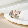 image:imageFashion Multicolor Austrian Crystals 14K Gold Plated Chunky Stud Earrings for Women S925 Sterling Silver Post Hypoallergenic Jewelry GiftsGreen OpalAurora Borealis Crystal