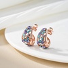 image:imageFashion Multicolor Austrian Crystals 14K Gold Plated Chunky Stud Earrings for Women S925 Sterling Silver Post Hypoallergenic Jewelry GiftsPurple Main CrystalRose Goldtone