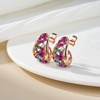 image:imageFashion Multicolor Austrian Crystals 14K Gold Plated Chunky Stud Earrings for Women S925 Sterling Silver Post Hypoallergenic Jewelry GiftsRose Main CrystalRose Goldtone