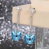 image:imageHeart Austrian Crystal Drop Long Dangling Earrings for Women 925 Sterling Silver Post Hypoallergenic JewelryAquamarine