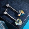image:imageHeart Austrian Crystal Drop Long Dangling Earrings for Women 925 Sterling Silver Post Hypoallergenic JewelryAurora Borealis