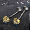 image:imageHeart Austrian Crystal Drop Long Dangling Earrings for Women 925 Sterling Silver Post Hypoallergenic JewelryAurora Borealis
