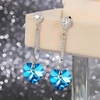 image:imageHeart Austrian Crystal Drop Long Dangling Earrings for Women 925 Sterling Silver Post Hypoallergenic JewelryBermuda Blue