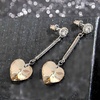 image:imageHeart Austrian Crystal Drop Long Dangling Earrings for Women 925 Sterling Silver Post Hypoallergenic JewelryLight Topaz