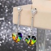 image:imageHeart Austrian Crystal Drop Long Dangling Earrings for Women 925 Sterling Silver Post Hypoallergenic JewelryVitrail Medium