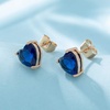 image:imageHeart Austrian Crystal Stud Earrings for Women Fashion 925 Sterling Silver Hypoallergenic JewelryDark Blue