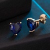 image:imageHeart Austrian Crystal Stud Earrings for Women Fashion 925 Sterling Silver Hypoallergenic JewelryDark Blue