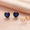 image:imageHeart Austrian Crystal Stud Earrings for Women Fashion 925 Sterling Silver Hypoallergenic JewelryDark Blue