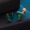 image:imageHeart Austrian Crystal Stud Earrings for Women Fashion 925 Sterling Silver Hypoallergenic JewelryGreen