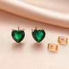 image:imageHeart Austrian Crystal Stud Earrings for Women Fashion 925 Sterling Silver Hypoallergenic JewelryGreen