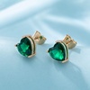 image:imageHeart Austrian Crystal Stud Earrings for Women Fashion 925 Sterling Silver Hypoallergenic JewelryGreen