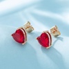 image:imageHeart Austrian Crystal Stud Earrings for Women Fashion 925 Sterling Silver Hypoallergenic JewelryRed